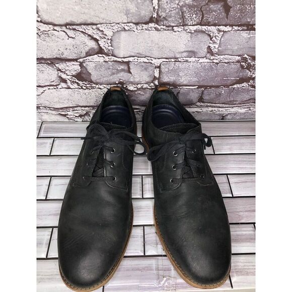 Cole Haan Grand Os. Black Leather Nubuck Casual Oxfords Shoes Men Sz 10W US/44EU - Picture 2 of 16